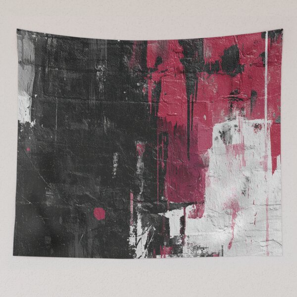 Item preview, Red Abstract Graffiti on Black Brick Wall designed and sold by Sketch-Shack.
