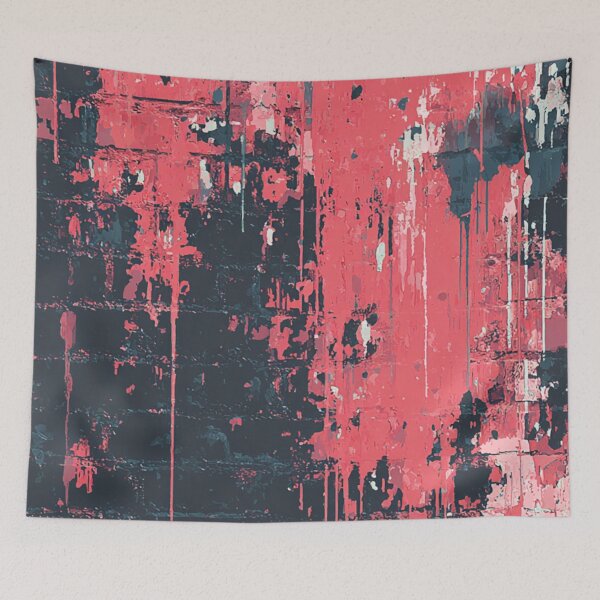 Item preview, Red Abstract Graffiti on Black Brick Wall designed and sold by Sketch-Shack.