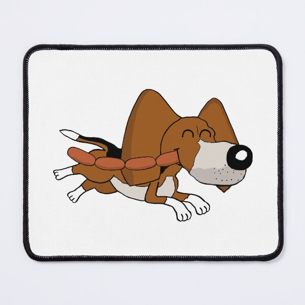 Item preview, Funny Dog Stealing Sausages - Cute Cartoon Puppy Running Away with Sausage Chain. Illustration. designed and sold by Eric Sintès.