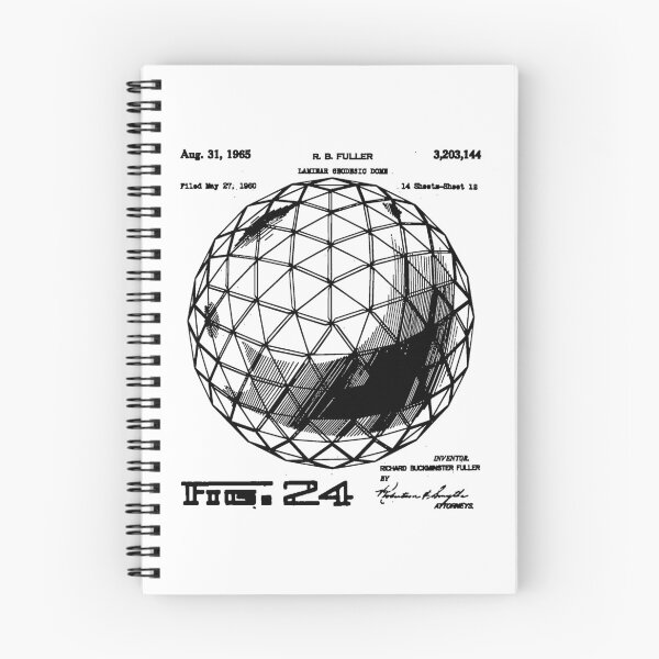 Item preview, Nerdy Vintage Buckminster Geodesic Dome Patent Black Text designed and sold by MathWare MathClips.
