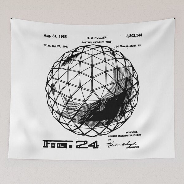 Item preview, Nerdy Vintage Buckminster Geodesic Dome Patent Black Text designed and sold by MathWare MathClips.