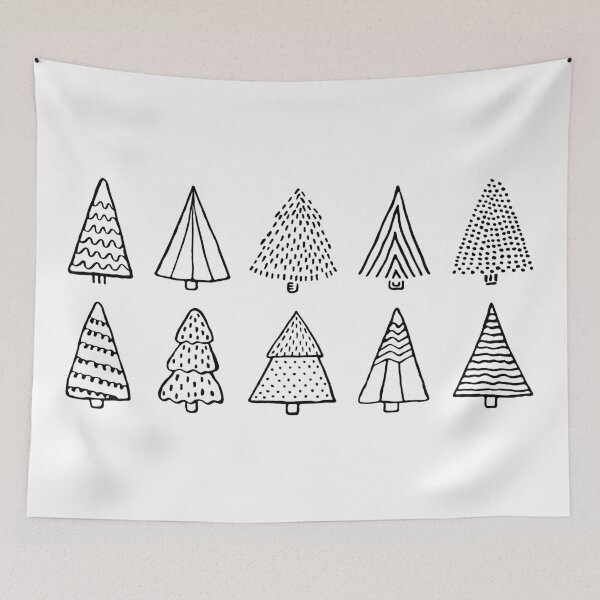 Item preview, Black line Christmas tree doodle set designed and sold by OM-lova.
