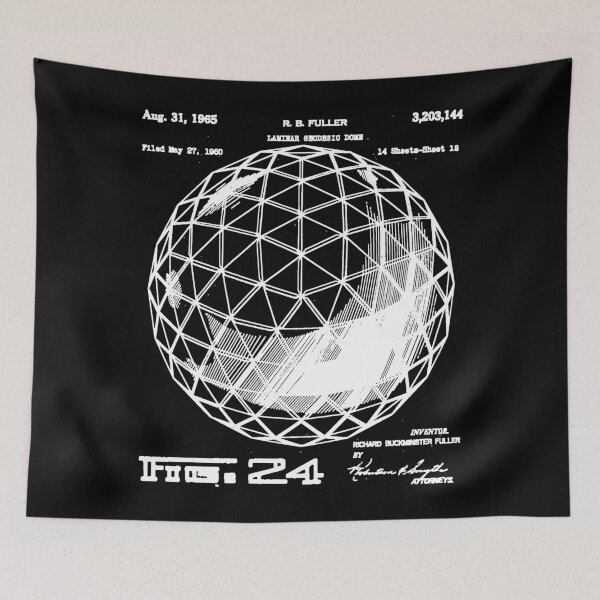 Item preview, Nerdy Vintage Buckminster Geodesic Dome Patent White Text designed and sold by MathWare MathClips.