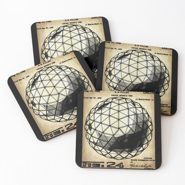 Item preview, Nerdy Vintage Buckminster Geodesic Dome Patent Black Text Parchment designed and sold by MathWare MathClips.