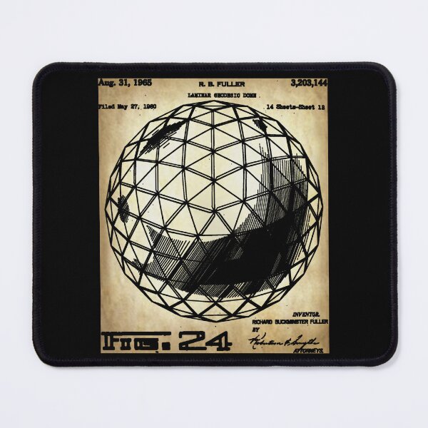 Item preview, Nerdy Vintage Buckminster Geodesic Dome Patent Black Text Parchment designed and sold by MathWare MathClips.