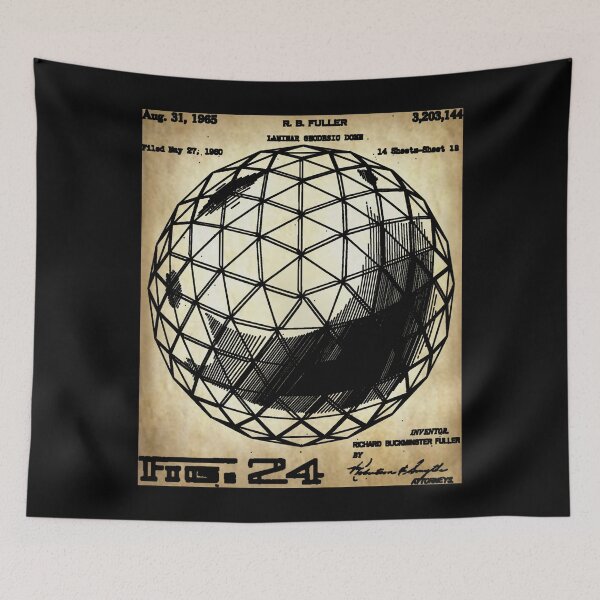 Item preview, Nerdy Vintage Buckminster Geodesic Dome Patent Black Text Parchment designed and sold by MathWare MathClips.