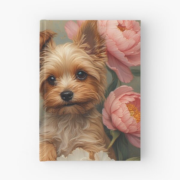 Item preview, Yorkshire Terrier puppies among peony flowers. designed and sold by Natalia-Vlad.