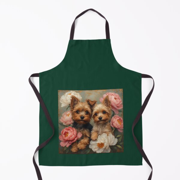 Item preview, Yorkshire Terrier puppies among peony flowers. designed and sold by Natalia-Vlad.