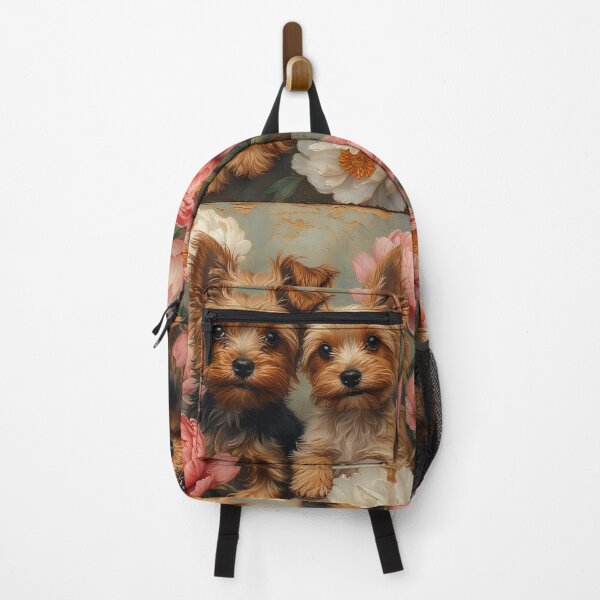 Item preview, Yorkshire Terrier puppies among peony flowers. designed and sold by Natalia-Vlad.