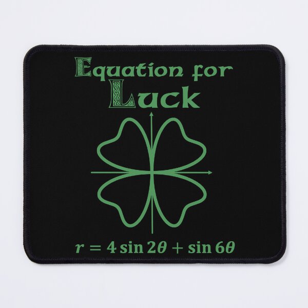Item preview, Nerdy Vintage Equation for Luck Graph of Four Leaf Clover Green Text designed and sold by MathWare MathClips.