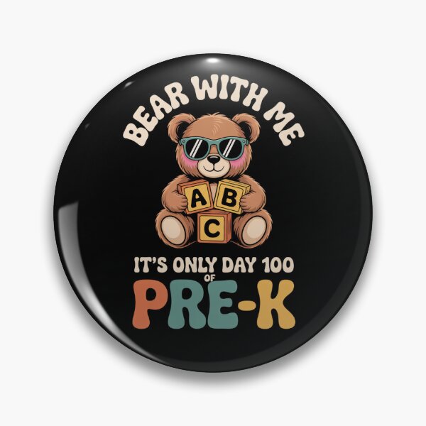 Item preview, Bear With Me It's Only Day 100 Of Pre-K Retro Groovy Teacher Shirt designed and sold by ViralVector.