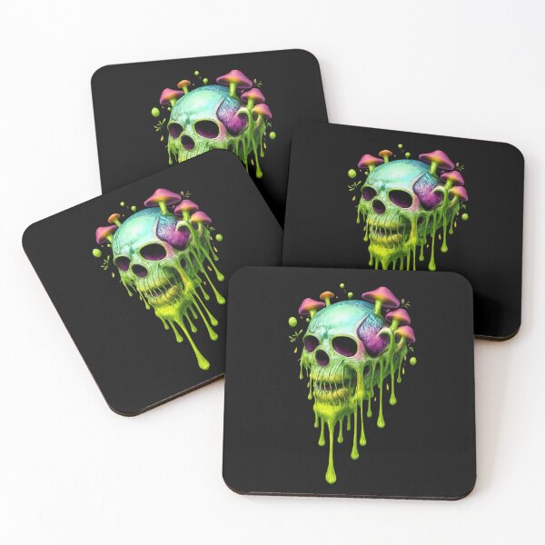 Item preview, Psychedelic Rainbow Melting Skull - Colorful Fungi & Neon Slime Art designed and sold by Gothic Fantasy.