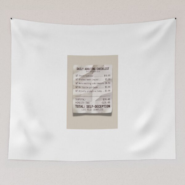 Item preview, Funny Adulting Checklist Receipt Poster, Gen Z Humor Dorm Decor, Aesthetic Wall Art Print designed and sold by apixelwall.