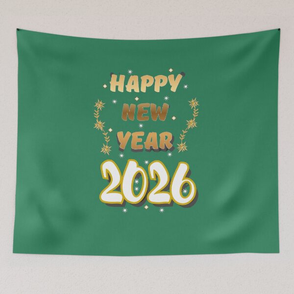 Item preview, Bold Gold Happy New Year 2026 with Floral & Starbursts designed and sold by HopeAndHustle.