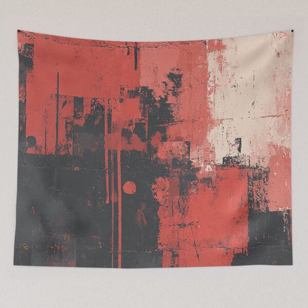 Item preview, Red Abstract Graffiti on Black Brick Wall designed and sold by Sketch-Shack.
