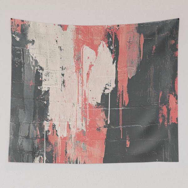 Item preview, Red Abstract Graffiti on Black Brick Wall designed and sold by Sketch-Shack.