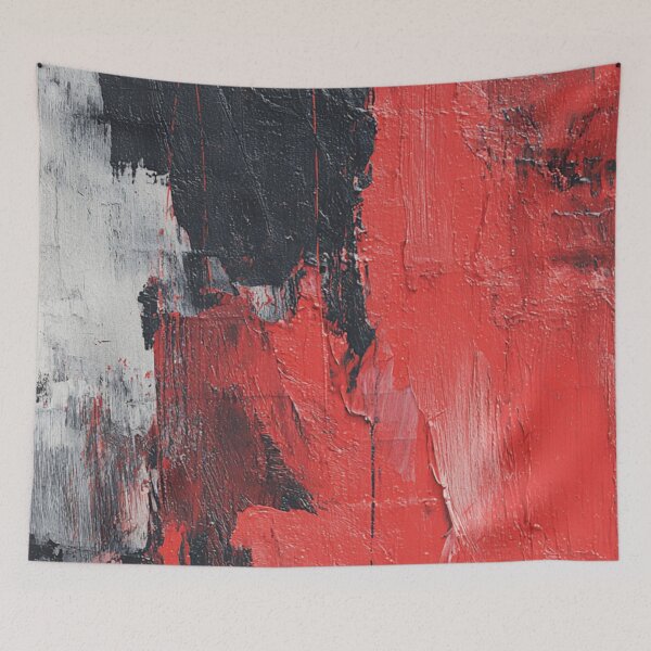Item preview, Red Abstract Graffiti on Black Brick Wall designed and sold by Sketch-Shack.