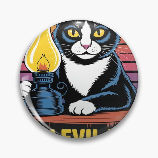 Item preview, Evil Pussycat retro sunset Cat knocks over a kerosene lamp designed and sold by GaryBellcvbnb.