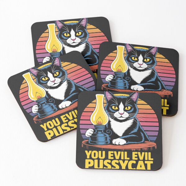 Item preview, Evil Pussycat retro sunset Cat knocks over a kerosene lamp designed and sold by GaryBellcvbnb.