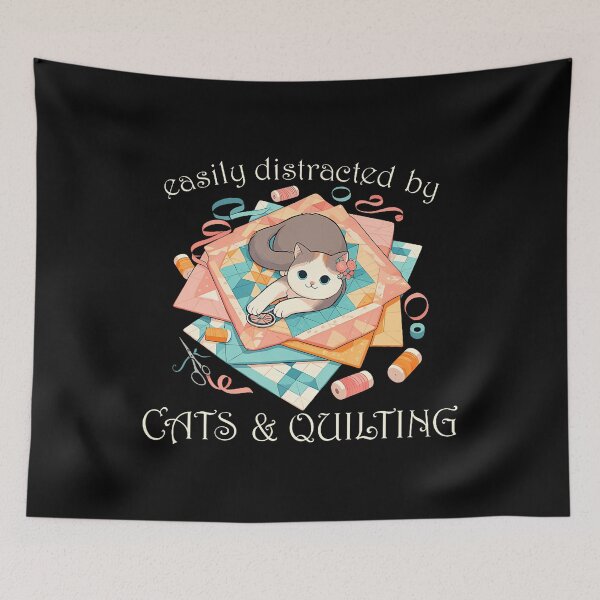 Item preview, Easily Distracted By Cats Quilting designed and sold by vasserideiri.