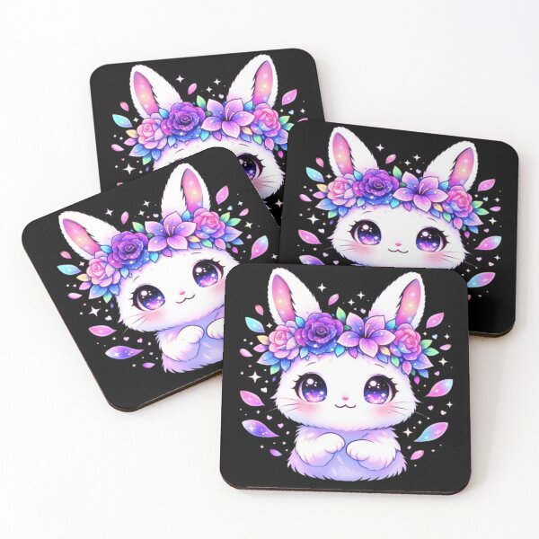 Item preview, Cute Anime Galaxy Rabbit with Neon Flower Crown – Kawaii Pastel Aesthetic designed and sold by CutePearlStudio.