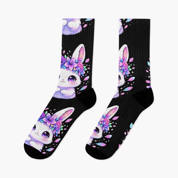 Item preview, Cute Anime Galaxy Rabbit with Neon Flower Crown – Kawaii Pastel Aesthetic designed and sold by CutePearlStudio.