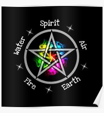Pagan Wicca Elemental Pentagramm Poster
