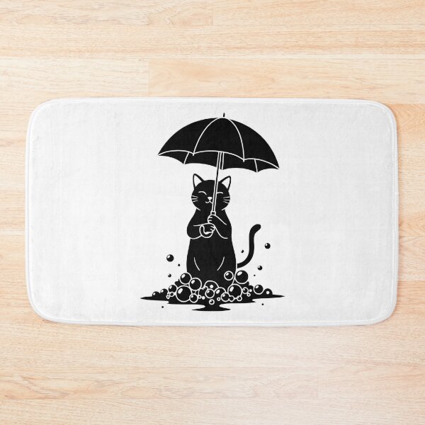 Item preview, Cute Cat Under Umbrella Line Art Illustration designed and sold by AFernandesDSG.