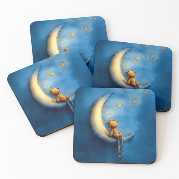 Item preview, Teddy and the Moon – Dreamy Nighttime Nursery Print designed and sold by WabiSabiSjak.