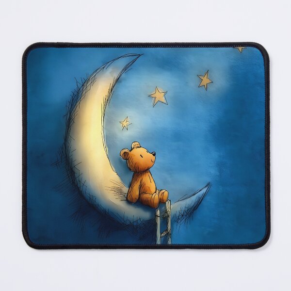 Item preview, Teddy and the Moon – Dreamy Nighttime Nursery Print designed and sold by WabiSabiSjak.
