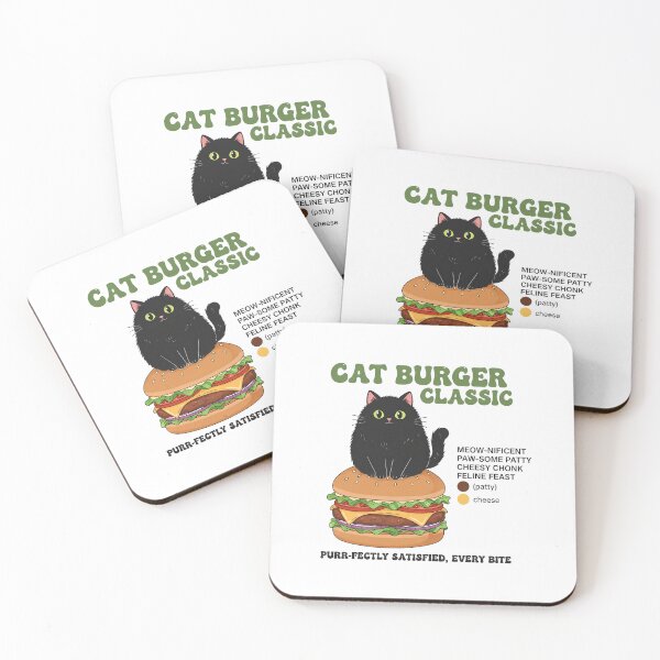 Item preview, Chonky Black Cat Burger - Kawaii Foodie Aesthetic - Purrfect Feast designed and sold by cozy corner co. .