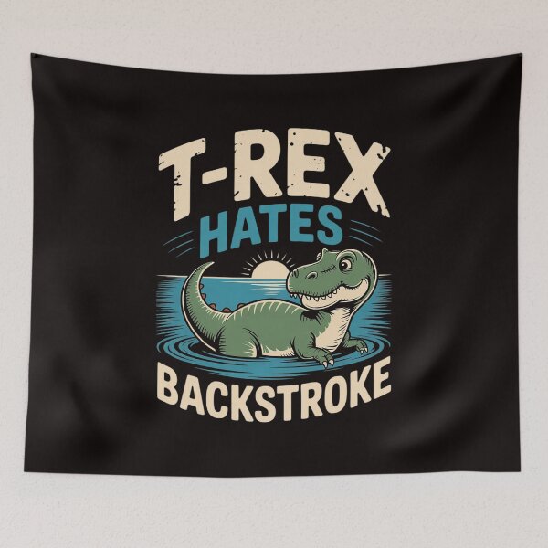 Item preview, T-Rex Hates backstroke, Swimming Dinosaur designed and sold by cherylbartlett.