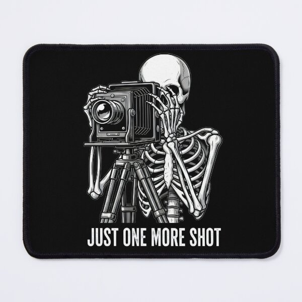 Item preview, "Just One More Shot" Skeleton Photographer with Vintage Camera Illustration Art – Photography Lover Design designed and sold by Luminari Creations.