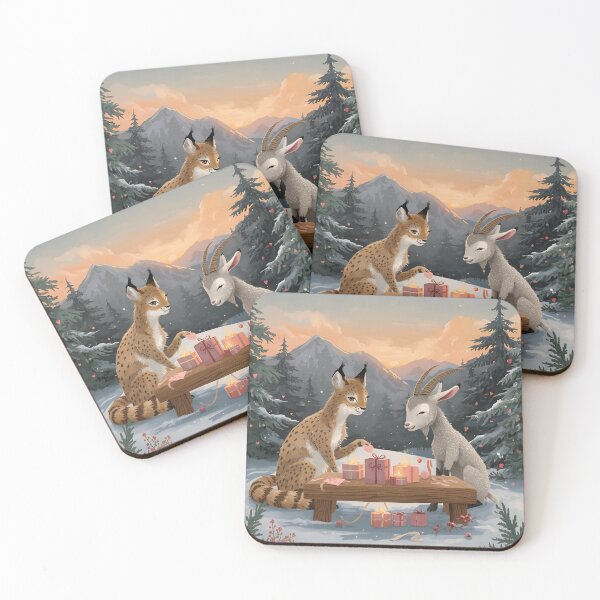 Item preview, Valentine’s Lynx & Goat Couple • Whimsical Alpine Heart Prep Art designed and sold by WildlifeWhimsy.