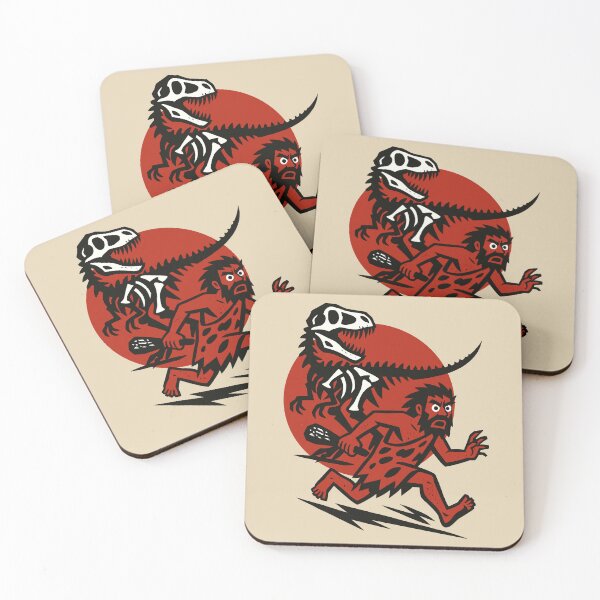 Item preview, Caveman Running From T-Rex Skeleton designed and sold by Ghost on Toast.