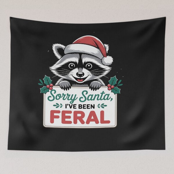 Item preview, Funny Sorry Santa I've Been Feral Raccoon Christmas designed and sold by VladimiaPutin.