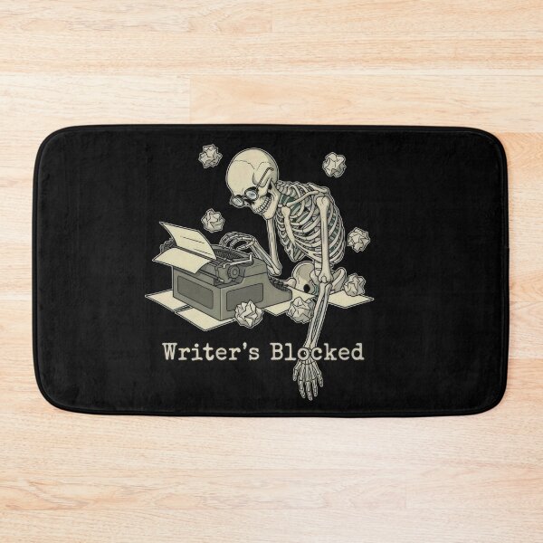 Item preview, "Writer’s Blocked" Skeleton at Typewriter Illustration Art – Author & Writing Humor Design designed and sold by Luminari Creations.