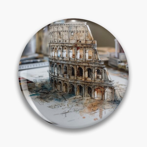 Item preview, Pen and Watercolor 3D Coliseum on Artist's Desk  designed and sold by Tridentulus.
