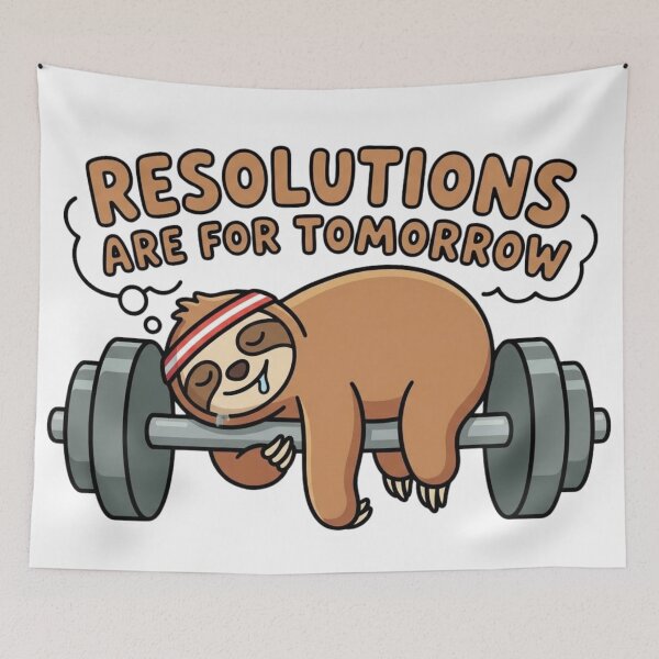 Item preview, Funny Sloth Gym Resolutions Are For Tomorrow Cartoon designed and sold by TheOneOff.