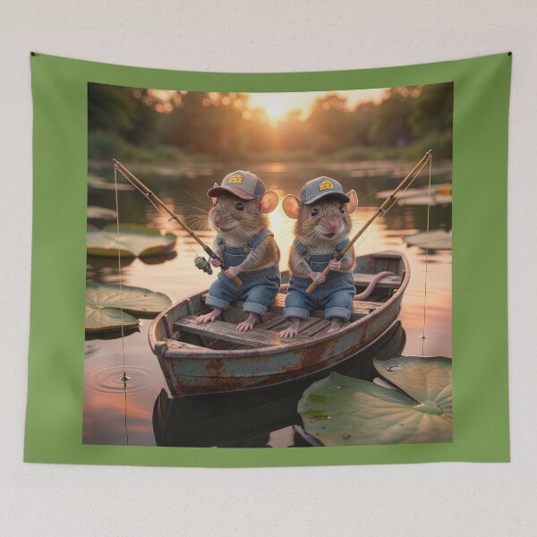 Item preview, Country Mice Fishing in Pond designed and sold by Tridentulus.