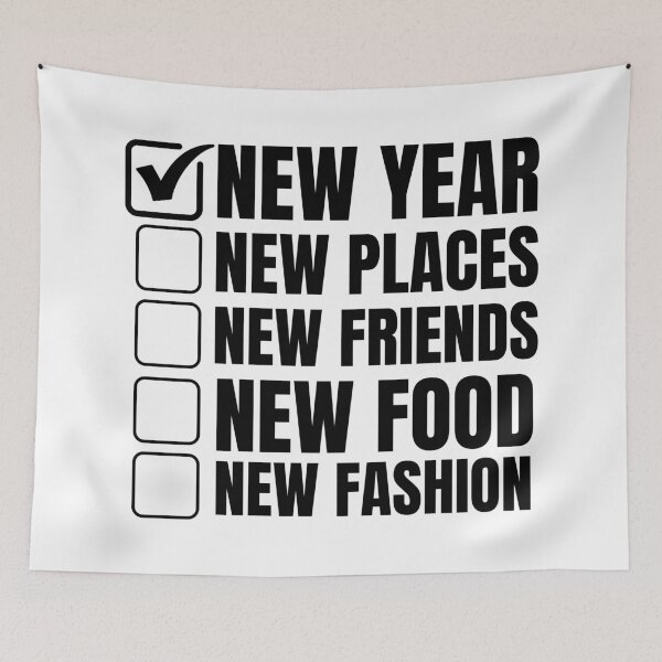 Item preview, New Year New Places New Friends Checklist Typography designed and sold by Nordic Echo.