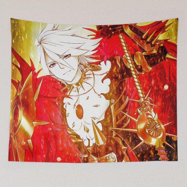 Item preview, Karna Red Lancer Fate Grand Order Fiery Mythic Warrior Anime Flames designed and sold by Tokyonomad.