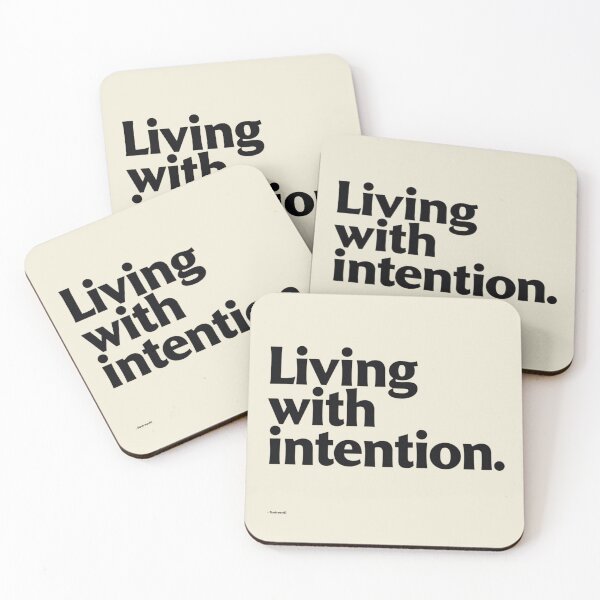 Item preview, Living with Intention – Minimal Calm Living Quote Design designed and sold by Irene Catchmind.