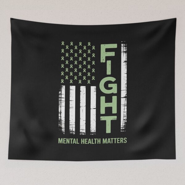 Item preview, Green American Flag USA Mental Health Matters designed and sold by Rackaam.