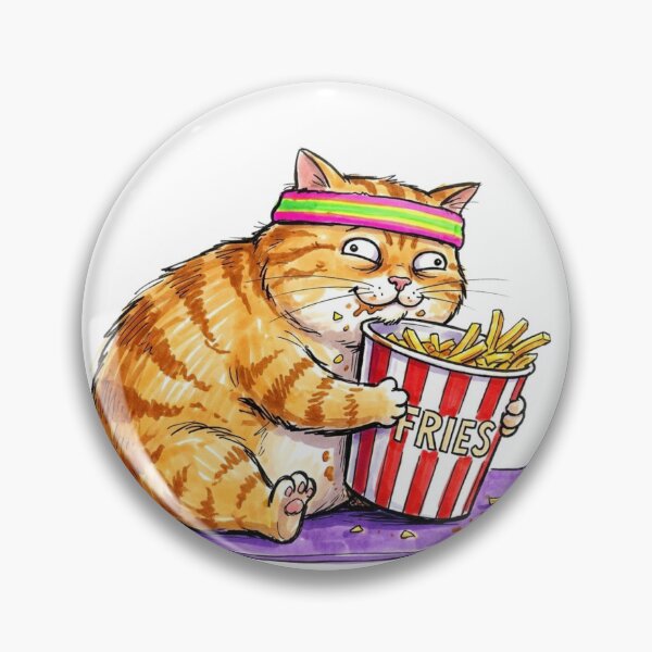 Item preview, Funny Retro 80s Workout Cat Eating French Fries designed and sold by TheOneOff.