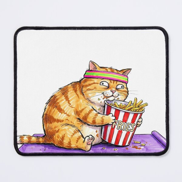 Item preview, Funny Retro 80s Workout Cat Eating French Fries designed and sold by TheOneOff.