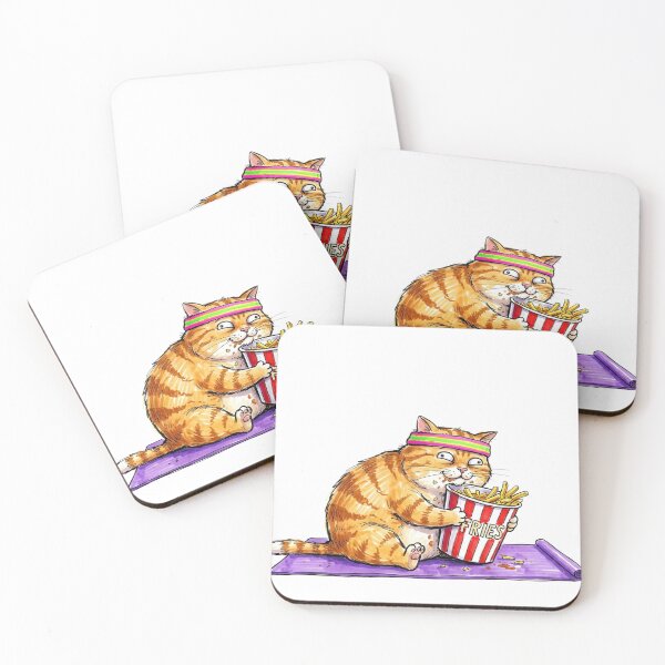 Item preview, Funny Retro 80s Workout Cat Eating French Fries designed and sold by TheOneOff.
