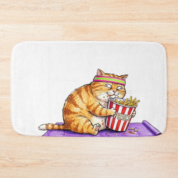 Item preview, Funny Retro 80s Workout Cat Eating French Fries designed and sold by TheOneOff.