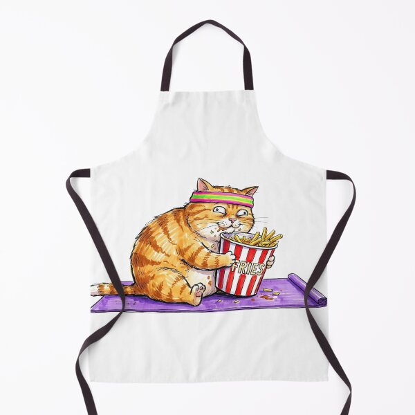 Item preview, Funny Retro 80s Workout Cat Eating French Fries designed and sold by TheOneOff.
