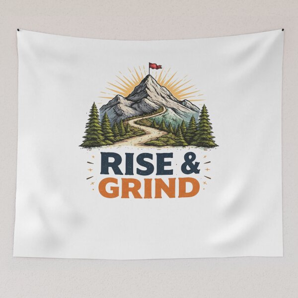 Item preview, Rise & Grind – Mountain Motivation Minimal Design designed and sold by NomadUSArt.